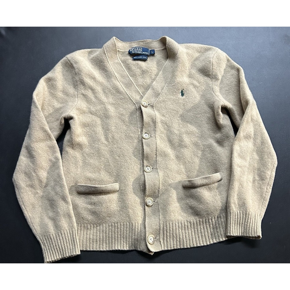 Polo Ralph Lauren 100% Wool Lamb Cardigan Womens Small Preppy Button Up Sweater